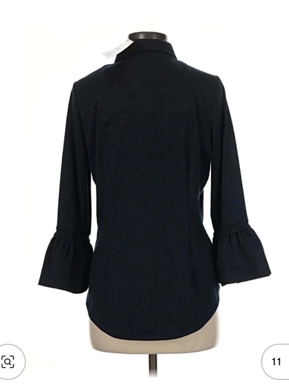 Button-Front Shirt with Ruffled Three-Quarter Sleeves - Picture 2 of 6